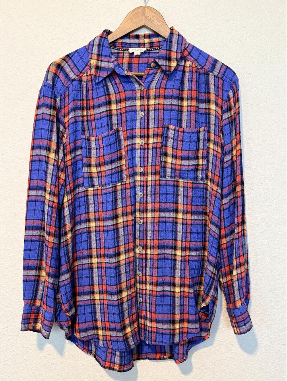 Pilcro Women’s Small Purple Plaid Button Down Shirt
